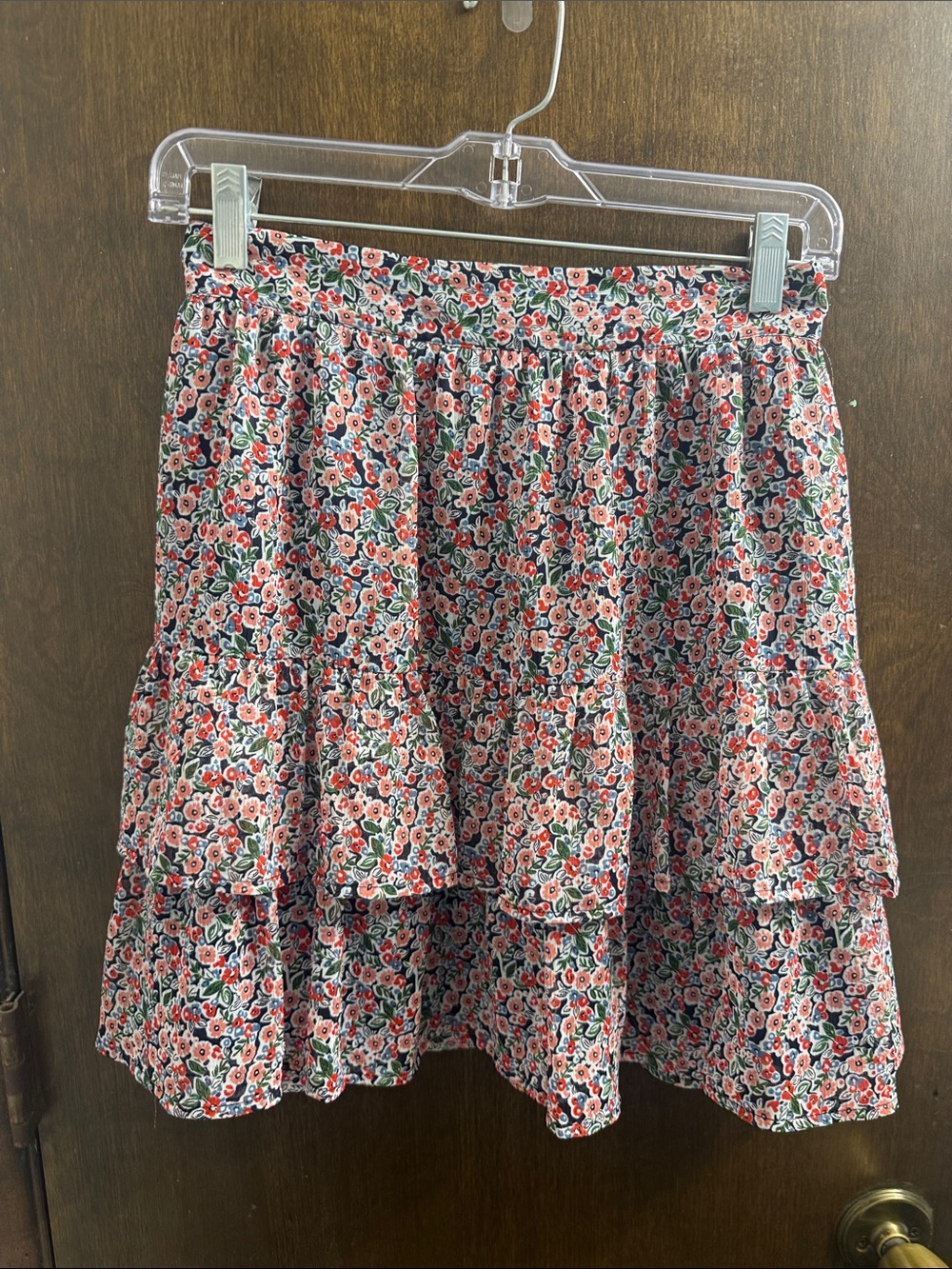 Tiered Floral Skater Skirt - Pink Multi